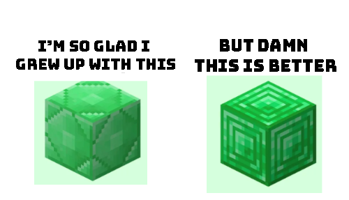what are your thoughts on the Emerald Block texture from Minecraft old vs new
