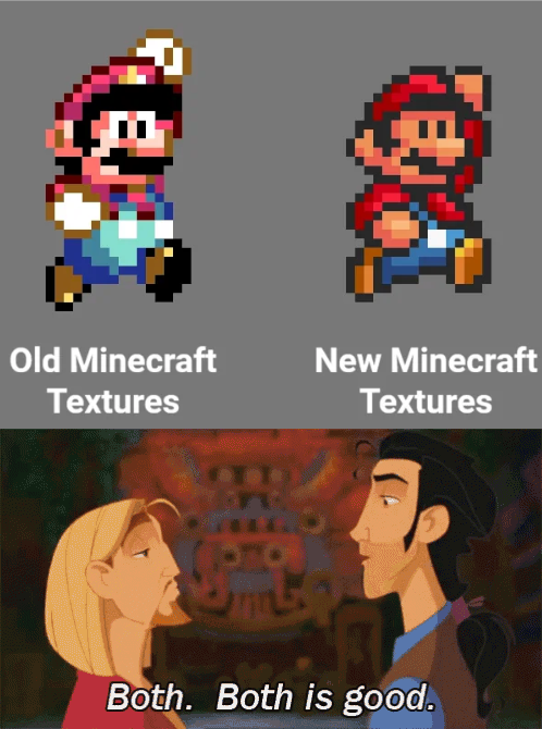 Honestly when comparing old vs new Minecraft textures, both had their pros and cons.